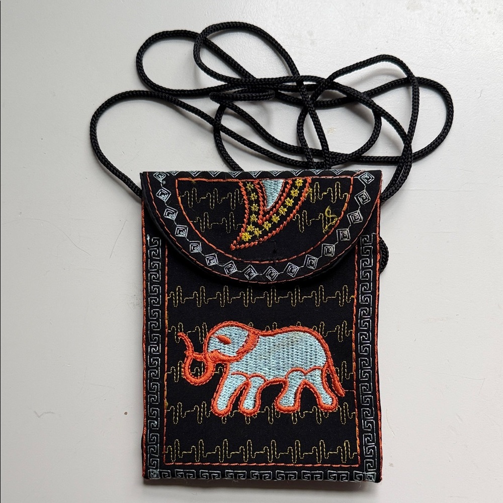 Embroidered Elephant Crossbody Bag